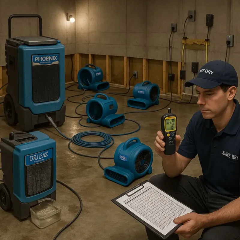 Structural Drying and Dehumidification process in Orangevale, CA